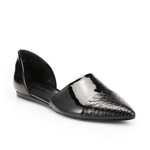 Jenni Kayne Shoes - Jenni Kayne Patent Leather Snakeskin D’Orsay Flats